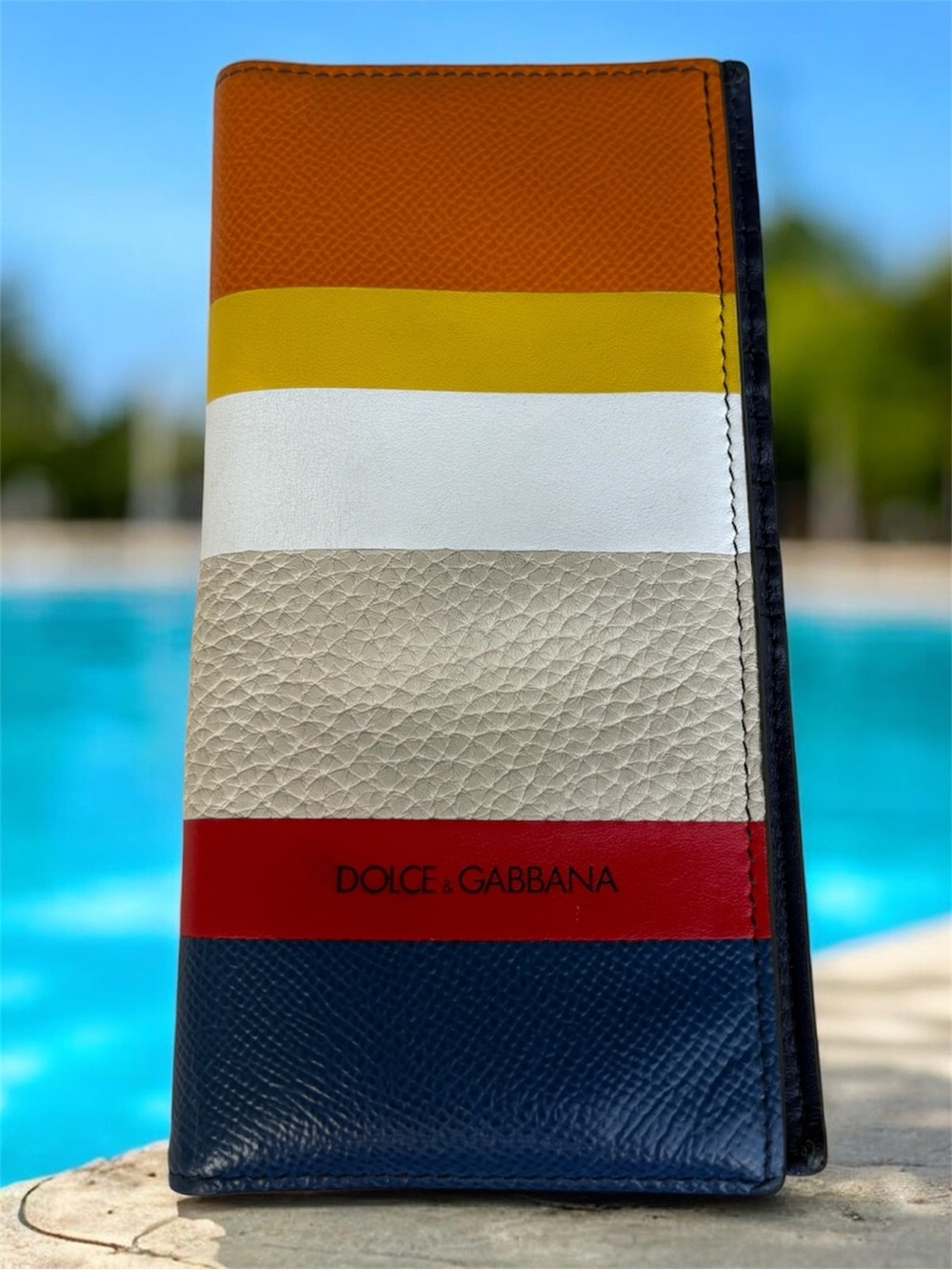 Dolce & Gabbana Multicolor Striped Bifold Long Wallet
